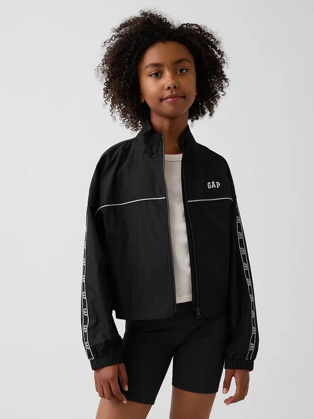 Kinder-Windjacke mit Logo in lockerer Passform