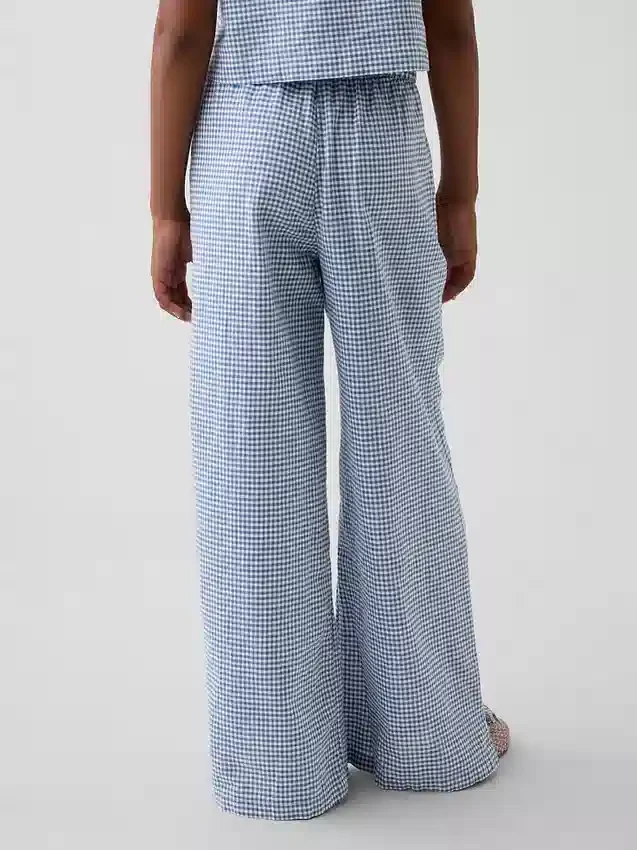 Kinderhose aus Leinen-Baumwolle mit weitem Bein und einfachem Anzug