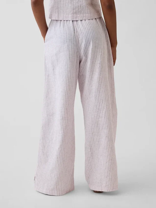 Kinderhose aus Leinen-Baumwolle mit weitem Bein und einfachem Anzug