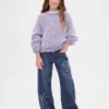 Kinderjeans mit niedriger Leibhöhe, weitem Bein und weitem Schnitt