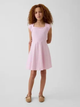 Kinderkleid aus Jersey mit quadratischem Ausschnitt