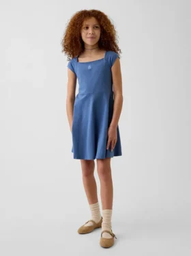 Kinderkleid aus Jersey mit quadratischem Ausschnitt