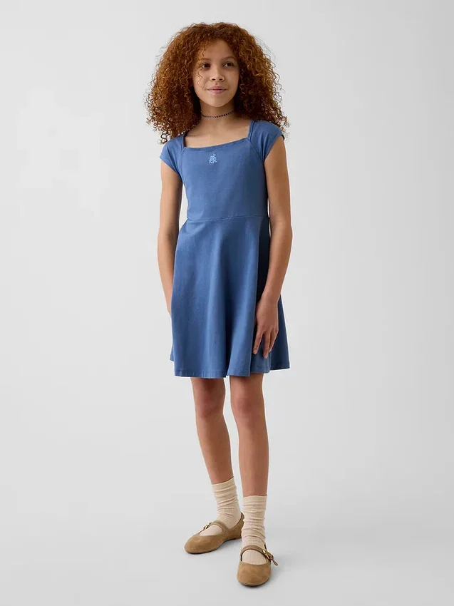 Kinderkleid aus Jersey mit quadratischem Ausschnitt