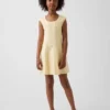 Kinderkleid aus Leinen-Baumwollmischung mit U-Ausschnitt