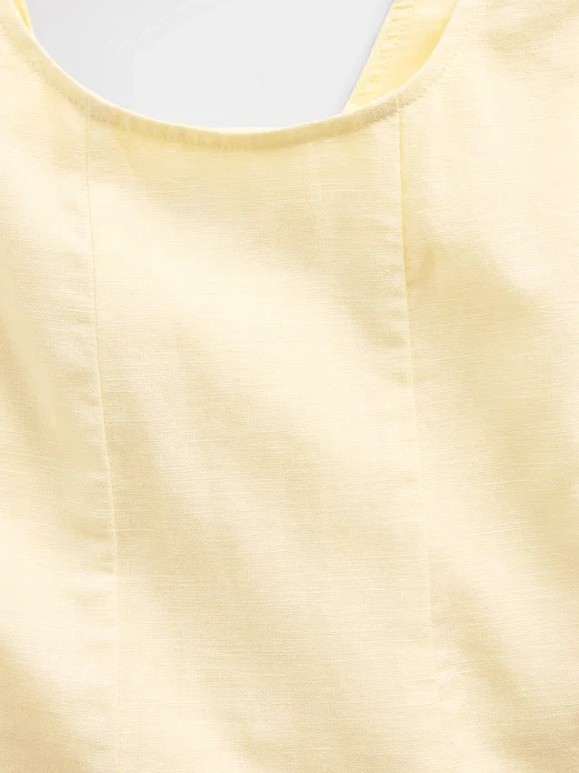 Kinderkleid aus Leinen-Baumwollmischung mit U-Ausschnitt