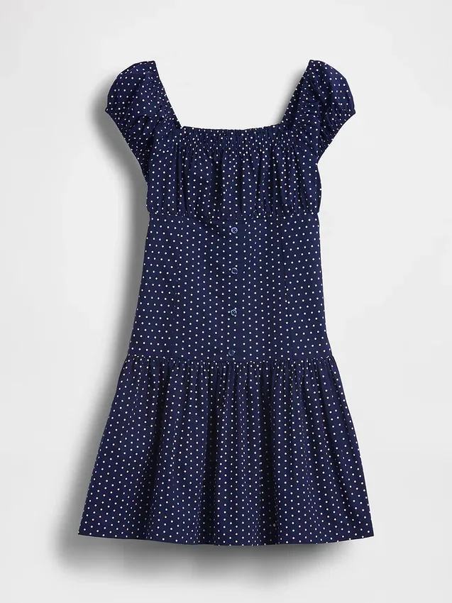 Kinderkleid mit Polka-Dots und tief sitzender Taille