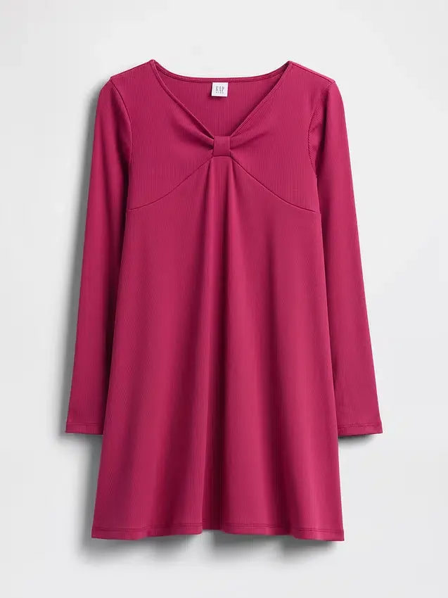 Kinderkleid mit Rippbündchen und Schleife