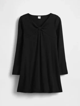 Kinderkleid mit Rippbündchen und Schleife