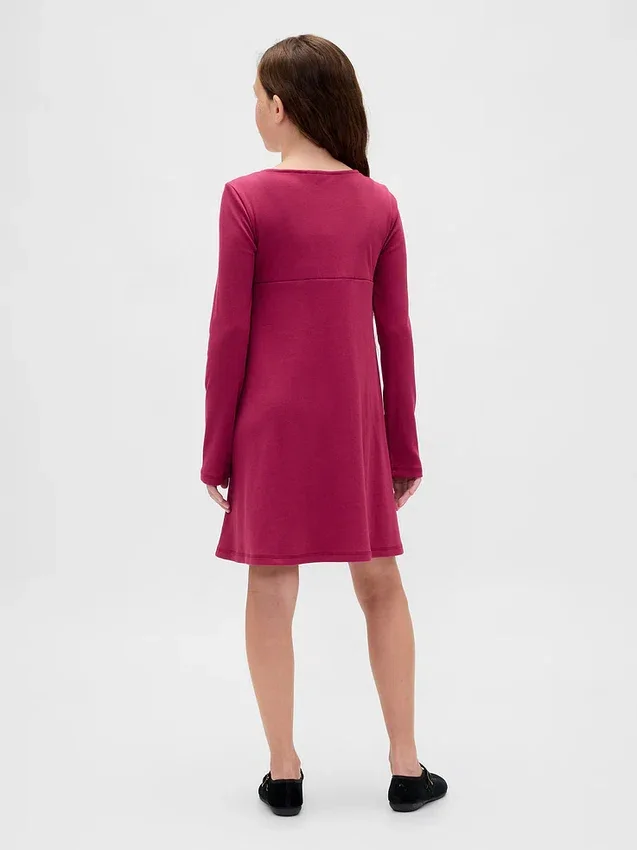 Kinderkleid mit Rippbündchen und Schleife