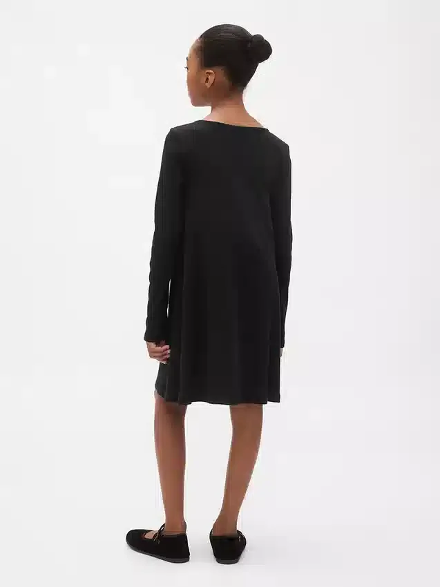 Kinderkleid mit Rippbündchen und Schleife