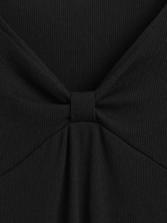 Kinderkleid mit Rippbündchen und Schleife