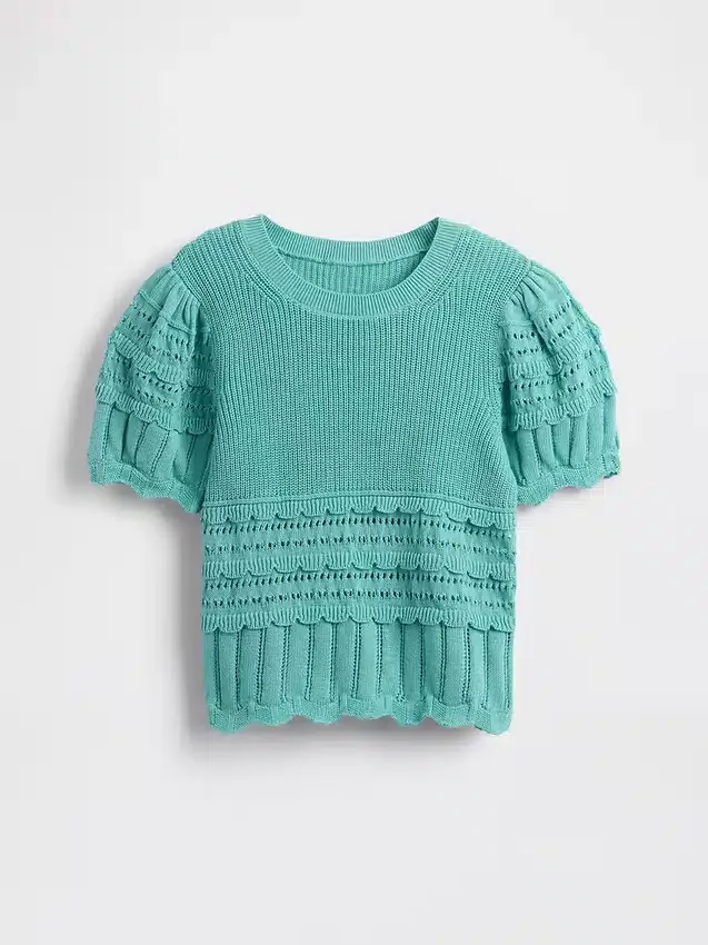 Kinderpullover mit Wellenkante und gemischten Maschen
