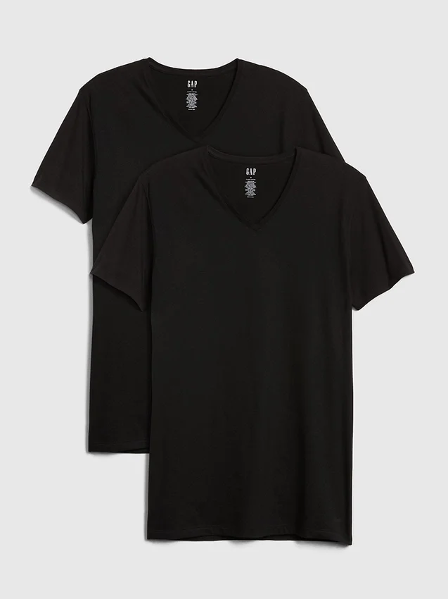 Klassisches T-Shirt mit V-Ausschnitt (2er-Pack)