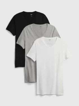 Klassisches T-Shirt mit V-Ausschnitt (3er-Pack)