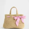 Kleinkind-Strohtasche mit Gingham-Schleife