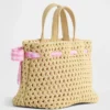 Kleinkind-Strohtasche mit Gingham-Schleife