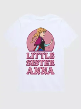 Kleinkind-T-Shirt mit Kurzarm-Aufdruck „Frozen – Die kleine Schwester Anna“ in Shorts