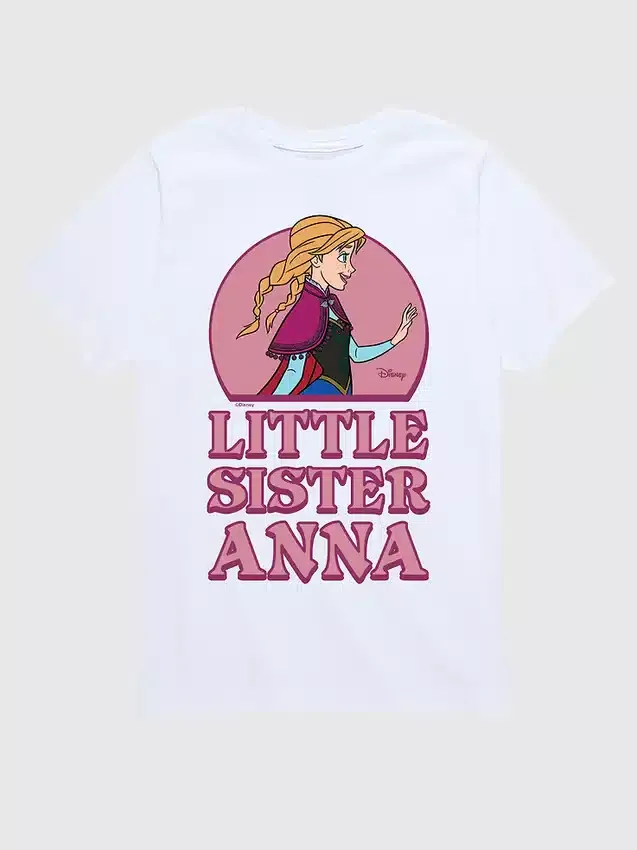 Kleinkind-T-Shirt mit Kurzarm-Aufdruck „Frozen – Die kleine Schwester Anna“ in Shorts