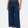 Kurvenbetonte, hoch taillierte, weit geschnittene Knöchellange Jeans