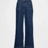 Kurvenbetonte, hoch taillierte, weit geschnittene Knöchellange Jeans