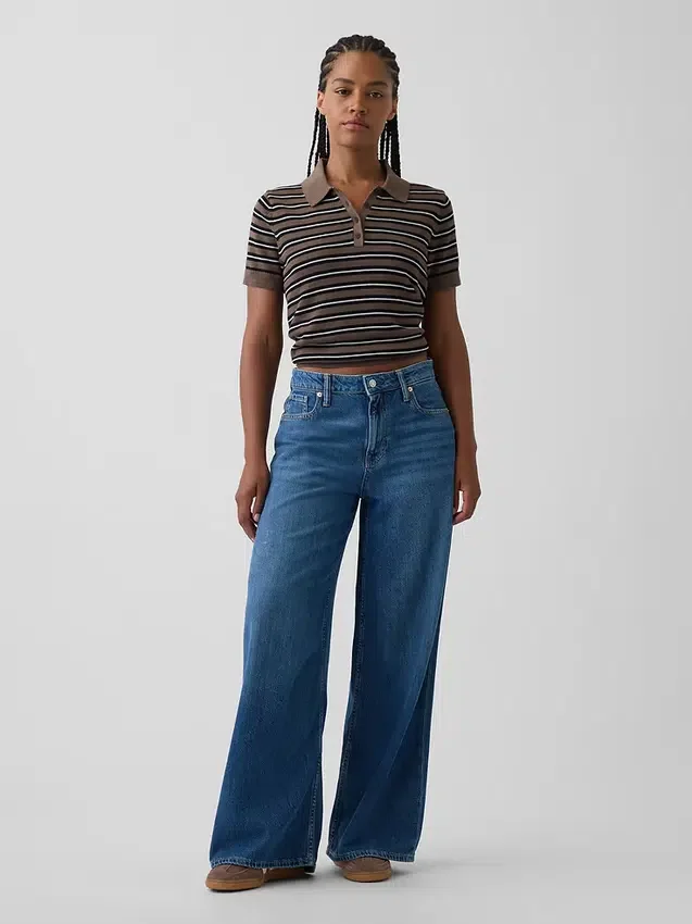 Kurvenbetonte, ultrasofte Baggy-Jeans mit mittlerer Leibhöhe