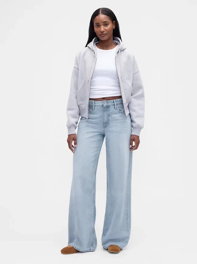 Kurvenbetonte, ultrasofte Baggy-Jeans mit mittlerer Leibhöhe