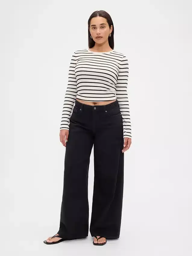 Kurvenbetonte, ultrasofte Baggy-Jeans mit mittlerer Leibhöhe