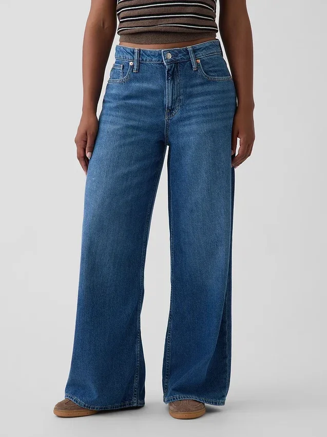 Kurvenbetonte, ultrasofte Baggy-Jeans mit mittlerer Leibhöhe