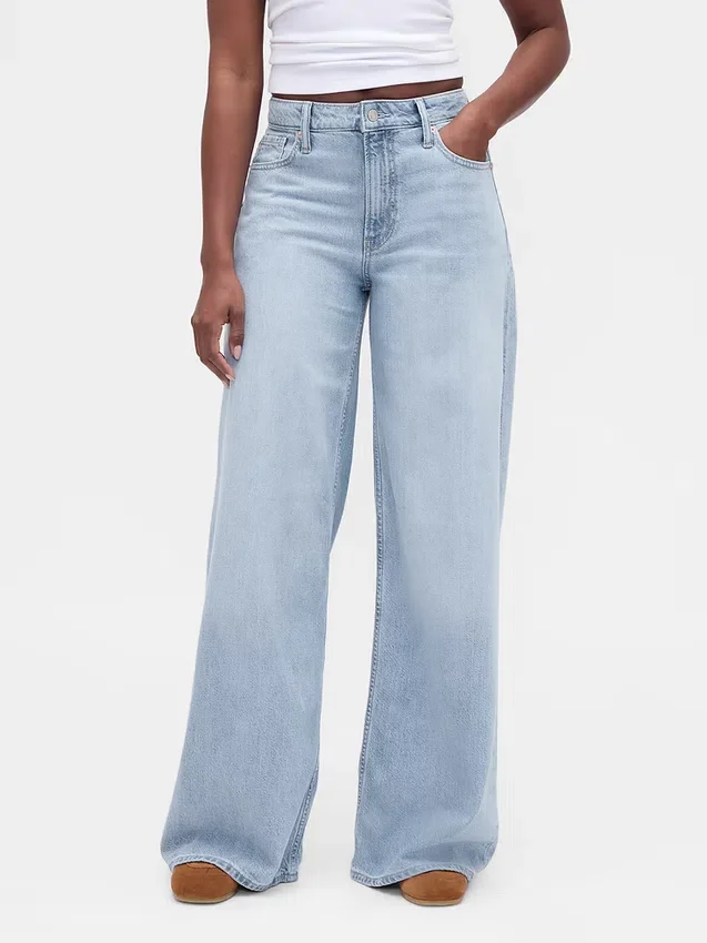 Kurvenbetonte, ultrasofte Baggy-Jeans mit mittlerer Leibhöhe