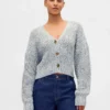 Kurzer Strickpullover aus Baumwollmischung