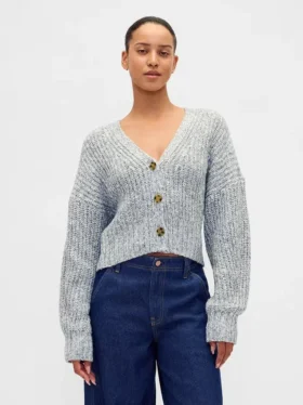 Kurzer Strickpullover aus Baumwollmischung