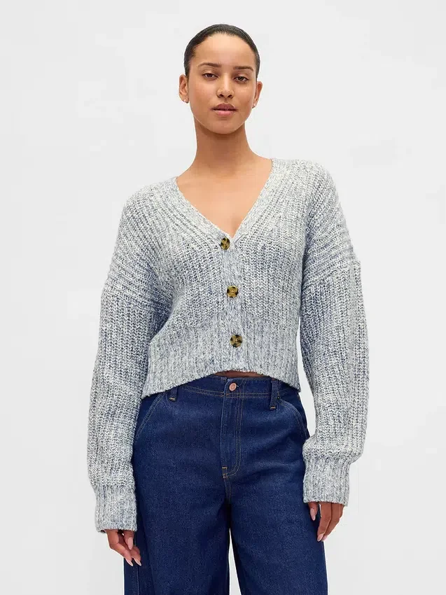 Kurzer Strickpullover aus Baumwollmischung