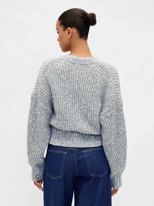 Kurzer Strickpullover aus Baumwollmischung