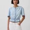 Kurzes Peplum-Oberteil aus Denim