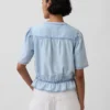 Kurzes Peplum-Oberteil aus Denim