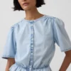 Kurzes Peplum-Oberteil aus Denim