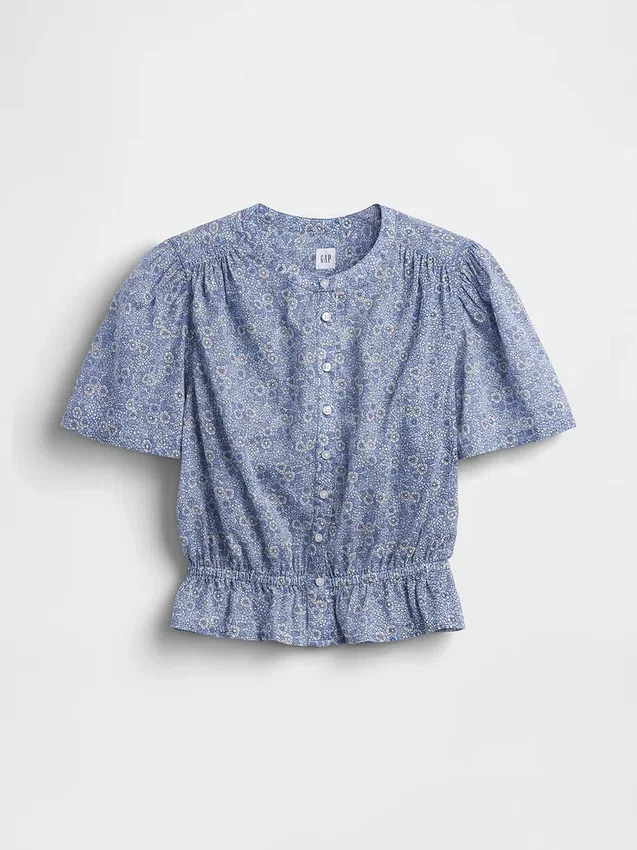 Kurzes Peplum-Oberteil mit Knopfleiste