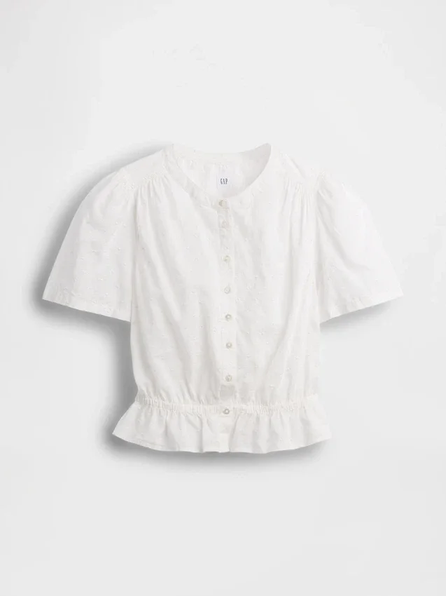 Kurzes Peplum-Oberteil mit Knopfleiste