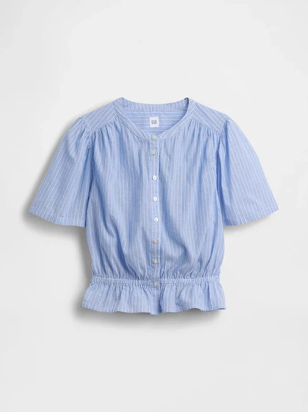 Kurzes Peplum-Oberteil mit Knopfleiste