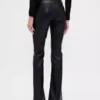 Lange, schmal geschnittene Hose aus recyceltem veganem Leder mit niedriger Leibhöhe