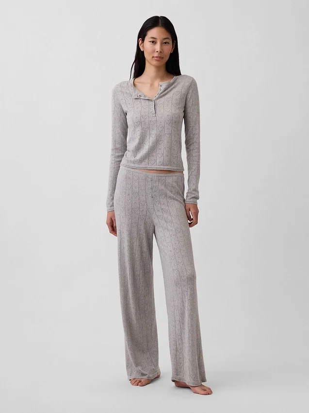 Leichte CashSoft-Pointelle-Herz-Pyjama-Hose