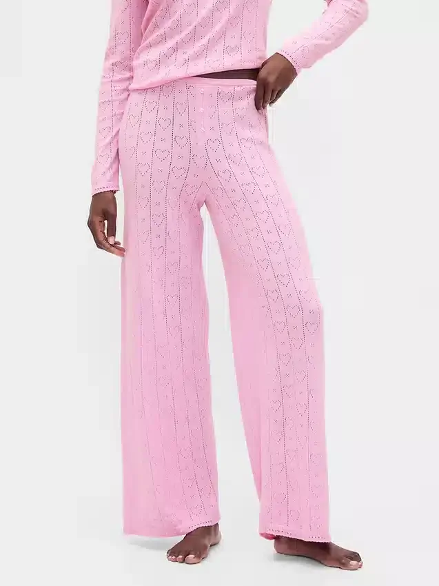 Leichte CashSoft-Pointelle-Herz-Pyjama-Hose