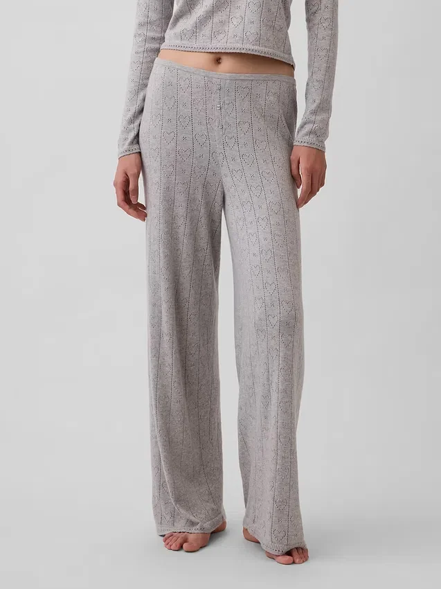 Leichte CashSoft-Pointelle-Herz-Pyjama-Hose