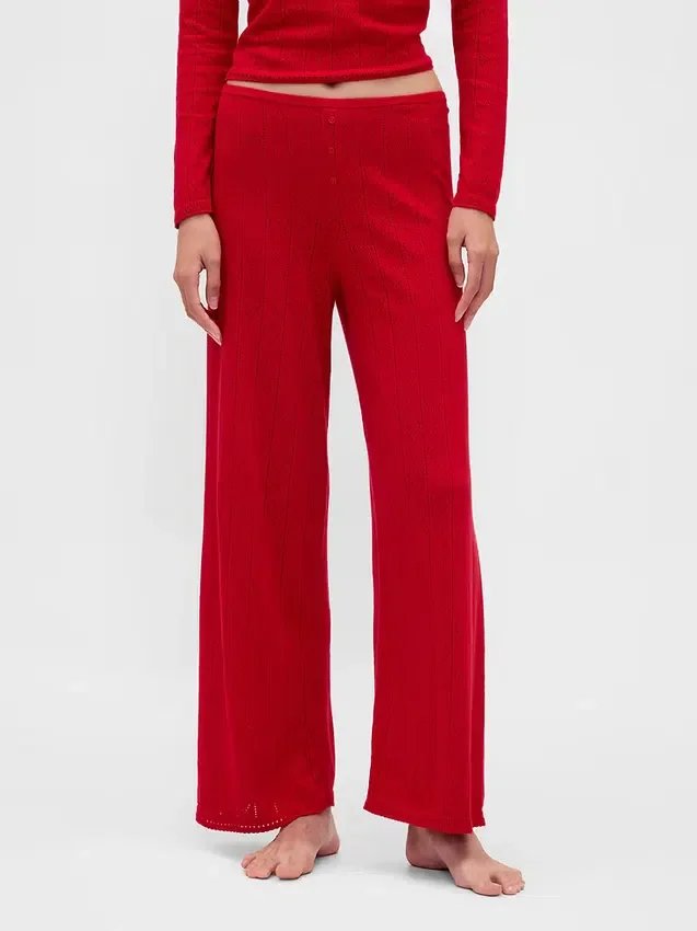 Leichte CashSoft-Pointelle-Herz-Pyjama-Hose