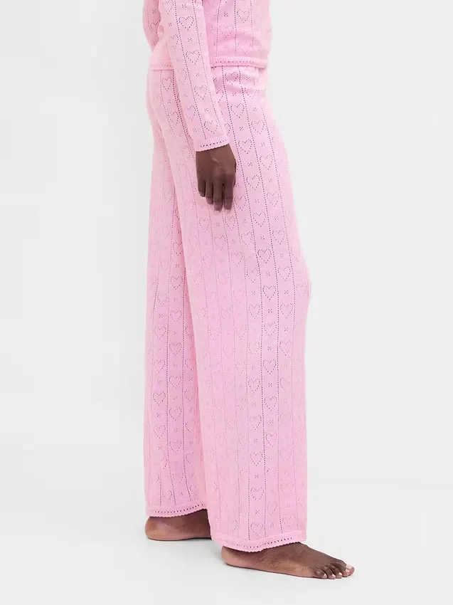 Leichte CashSoft-Pointelle-Herz-Pyjama-Hose