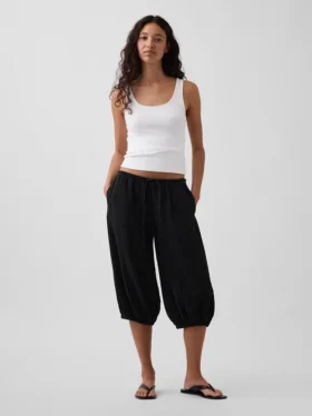 Leichte Culotte-Hose aus Baumwollgaze