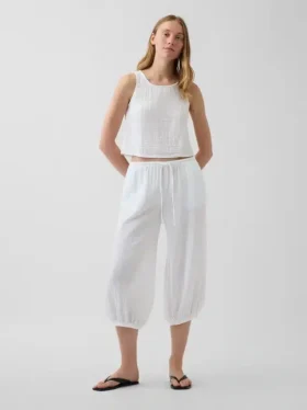 Leichte Culotte-Hose aus Baumwollgaze