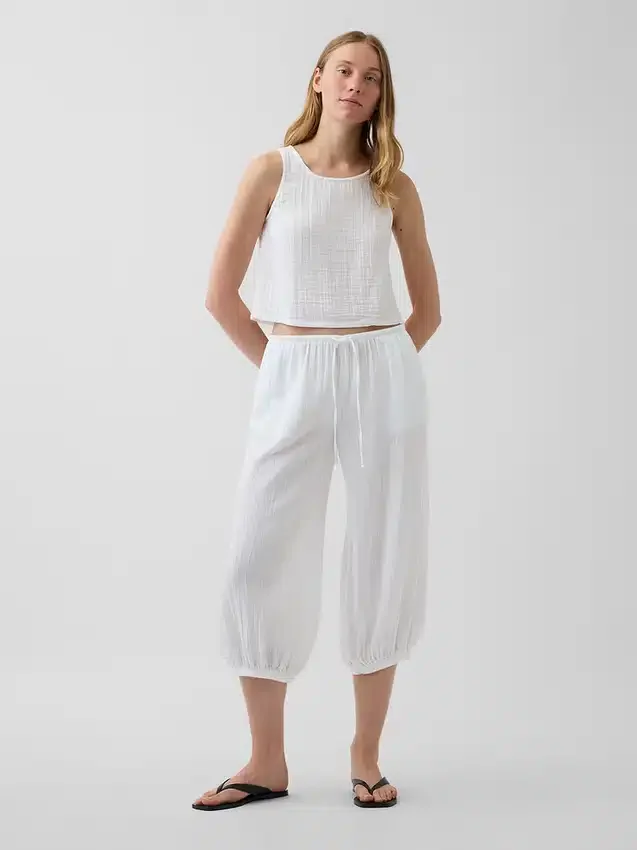 Leichte Culotte-Hose aus Baumwollgaze