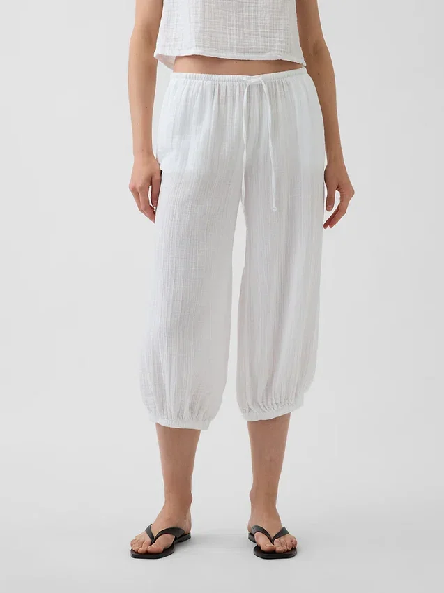 Leichte Culotte-Hose aus Baumwollgaze