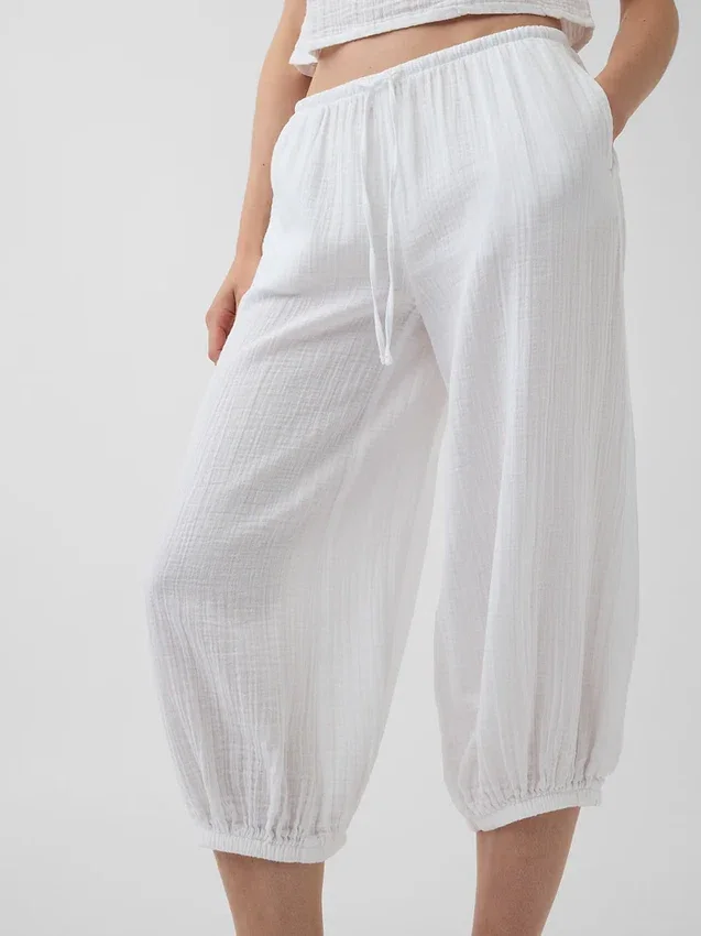 Leichte Culotte-Hose aus Baumwollgaze